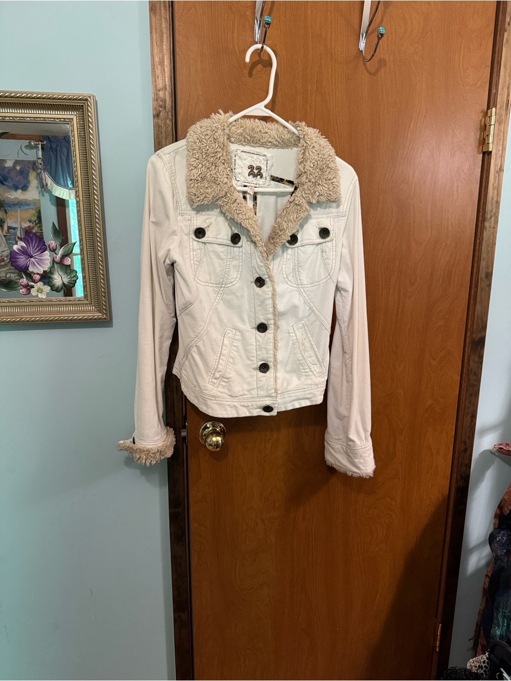 Cream Faux Fur Collar Jacket